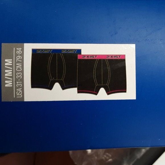 2XIST Men's M BLACK Performance 2-Pack Stretch Boxer Briefs (1 PINK,1 BLUE BAND) - Picture 5 of 5